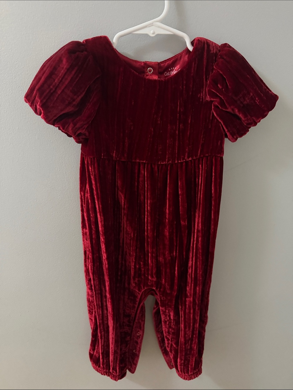 Cat & Jack Plush Velvet Romper in Burgundy
